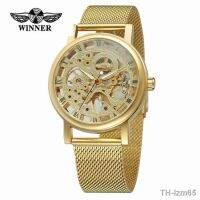 ⌚ นาฬิกา Winner watch fashion leisure male pop mesh belt hollow out a manual mechanical watches