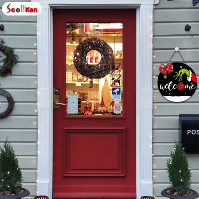 ประตูหน้าบ้านลายคริสต์มาสที่ป้ายต้อนรับการใช้งานที่กว้างขวางการตกแต่งบ้านดี Kado untuk Sahabat ครอบครัว