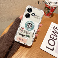 เคสโทรศัพท์ใหม่สำหรับ Realme C53 ฝาครอบ ลายการ์ตูนแฮมเบอร์เกอร์กาแฟนิ่ม TPU แฟชั่นกันกระแทกโปร่งใสสำหรับ Realme C53 เคส