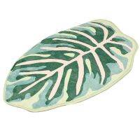 Modern Leaf Pattern Bathroom Toilet Waterproof Microfiber Bath Mat Leaf Green Tropical Plants Home Door Non-Slip