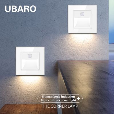 ●☼ UBARO Induction Light Wall Stair Led Step Lamp PIR Motion Sensor Modern Indoor Recessed Corridor Night Foot Socket AC85-265V 3W