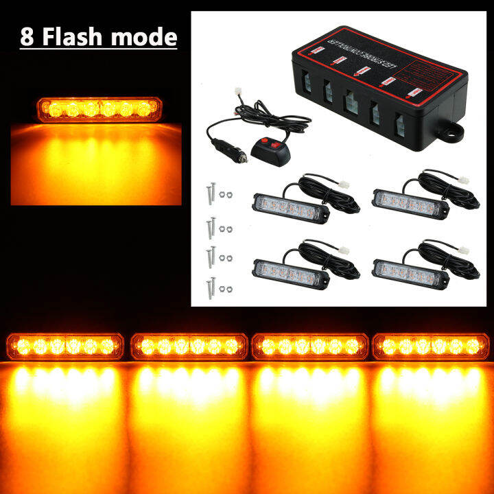 12V 24V Car Grille Strobe Light Head LED Mini Flash Lamp Daytime