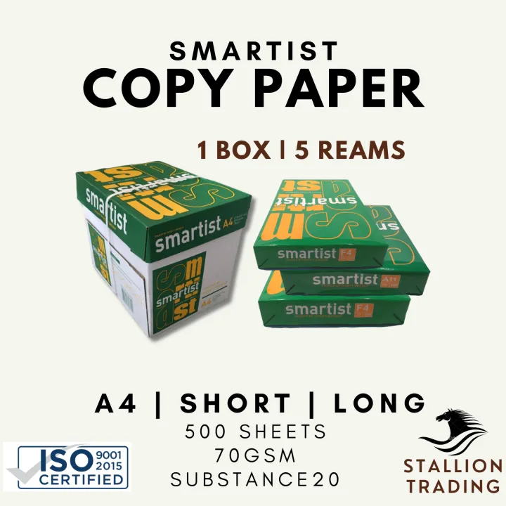 [1 BOX/5 REAMS] Copy Paper / Bond Paper - Short/Long/A4 | 70GSM | 500 ...