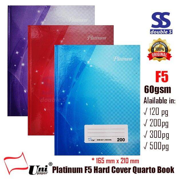 Malaysia Stock UniPaper Platinum F5 Hard Cover Quarto Book 60Gsm/120 ...