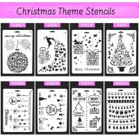 1pc Multipurpose Christmas Stencil Durable Washable Spray Painting Template DIY Wall Window Scrapbook Journal Decor Drawing Tool