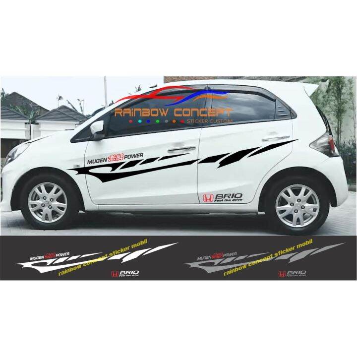 Sticker Body Striping Mobil Honda Brio Cutting Stiker Mugen Power Feel