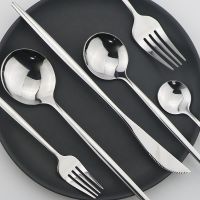 24/30/36Pcs Silverware Set Stainless Steel Dinnerware Set Cutlery Set Knife Fork Spoon Dinner Set Silver Home Tableware Set