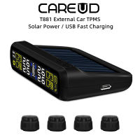 CAREUD T881-WF รถไร้สาย TPMS จอแสดงผล LCD ระบบตรวจสอบยางรถยนต์พร้อมเซ็นเซอร์ภายนอก 4 ตัว