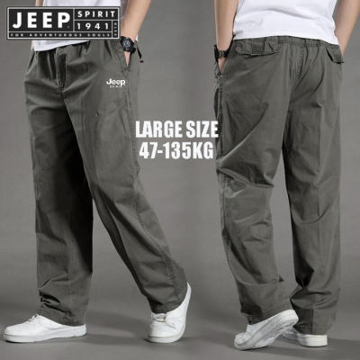 JEEP SPIRIT 1941 ESTD กางเกง Cargo หลายกระเป๋ากางเกงขาม้ากางเกงขนาดพิเศษขาตรงกางเกงลำลองกางเกงกีฬาใส่สบายไม่เป็นทางการกลางแจ้งของผู้ชาย