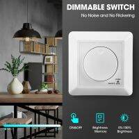 LED Infinitely Dimmable Rotary Switch For 5-300w AC 220-240v Recessed Thyristor Dimmer For Kitchen Bedroom Living Room