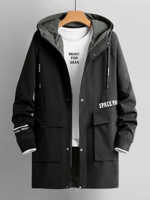 HOT11★Plus ขนาดชายเสื้อ2021 New Streetwear แฟชั่นพิมพ์สีดำสีเขียว Windbreaker Hooded Cal Jacket 8XL