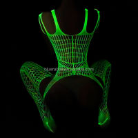 Glow In The Dark Net Stockings Luminous Glowing Fishnet Socks Tights UV Reactive Body Suit Fishnet Tights Outfit for Women