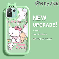 "เคส Chenyyyka สำหรับ Xiaomi 11 Lite 5G 11 Lite 5G Ne เคสการ์ตูนลาย Hello Kitten Cat น่ารักใหม่อัปเกรดซิลิโคนสีนุ่มกันกระแทกแบบใสเคสมือถือสร้างสรรค์โปร่งใสลายกล้องถ่ายรูปเคสป้องกัน"