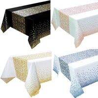 Morris8 PEVA Dot Confetti Tablecloths for Rectangle Tables Disposable Table Cloths Covers Gold Party Wedding Bridal Shower 54  x 108