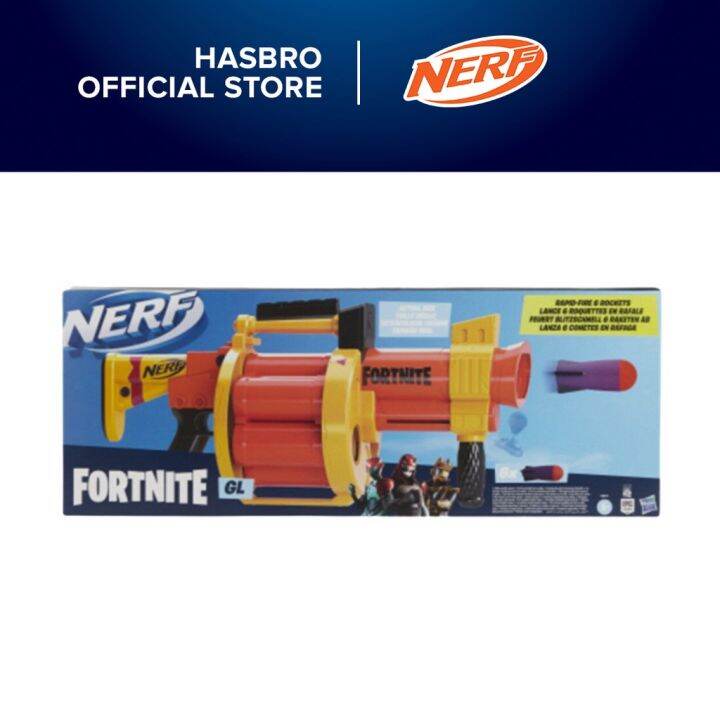 Hasbro Nerf Fortnite GL Rocket-Firing Blaster -- 6-Rocket Drum, Pump-To ...