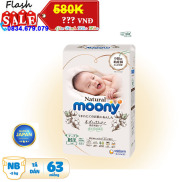 XẢ HÀNG Tã Dán Moony Natural Bông Organic Newborn 63 - Gói 63 Miếng