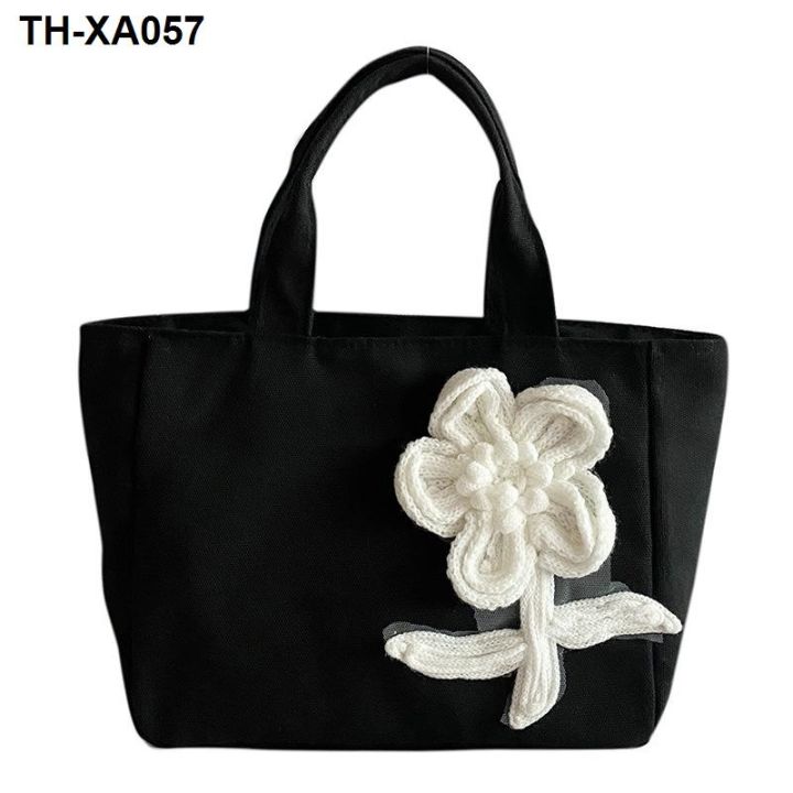 เกาหลี-ins-เฉพาะออกแบบกระเป๋าผ้าแคนวาสฮยอนอาแฮนด์เมดดอกไม้ขนาดเล็กกระเป๋าสะพายสบาย-ๆ-เรียบง่าย