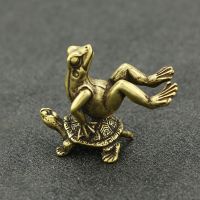 Antique play Brass Tortoise Frog Miniature Statue Decoration Desk Decoration Home Decoration Bronze Sculpture