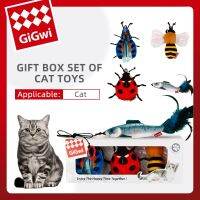 【WNING small pet】GiGwi ชุดเต้นรำบินของเล่นขนนกชุดของขวัญ,ใหม่ไฟของเล่นแมวปลาเสมือนจริงไม้ล่ออุปกรณ์สัตว์เลี้ยงแบบโต้ตอบ