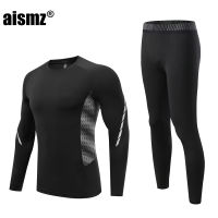 Aismz Winter Suit For Children &amp; Men Thermal Underwear Sets Rashguard Mens Compression Quick Drying Thermo Lingerie Long Johns