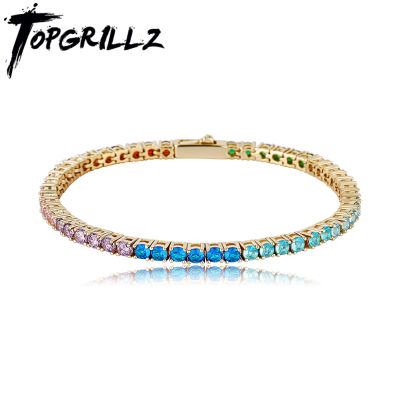 TOPGRILLZ  New 3 MM 7 Colors Tennis Chain Full Micro Pave Iced Out Cubic Zirconia Hip Hop Punk Jewelry Gift For Men Women