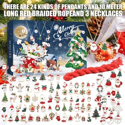 MELODG Creative Christmas Pendant Blind Box Present Chain Christmas Tree Decoration Christmas Gift Advent Calendar Gift Box Surprises Countdown Toys Necklace