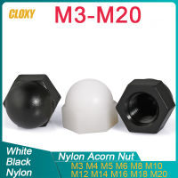 ไนลอน Acorn หมวก Dome Nuts สีขาว/พลาสติกสีดำ Hex Nut M3 M4 M5 M6 M8 M10 M12 M14 m16 M18 M20 สำหรับฉนวนกันความร้อนใช้-zaldfjgnsdg