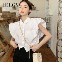 IELGY เสื้อโปโลผู้หญิง,Kemeja Tanpa Lengan สั้นสีขาวหลวม