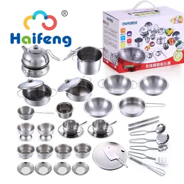 25pcs Mini Kitchen Utensils Toys Set For Kids Girl Stainless Steel