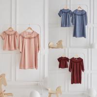 M26 Satin-finish dress เด็ก ชุดเด็ก ชุดคู่แม่ลูก ***เฉพาะของลูก**