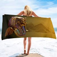 {Gexing fabrics} Egypt Gold ผ้าขนหนูชายหาดผืนใหญ่นุ่มปราศจากทรายผ้าขนหนูที่มีดีไซน์เป็นเอกลักษณ์น้ำหนักเบาแห้งเร็วยิมสระว่ายน้ำเตียงอาบแดดสำหรับผู้ชาย