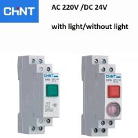 CHINT NP9 push button card DIN rail button switch reset with moving Signal light LED 220V 2NO 2NC Pushbutton Switch 24V Power Points  Switches Savers