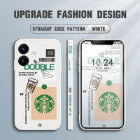 เคส Y22S เคสสำหรับ Vivo โทรศัพท์มือถือสำหรับการ์ตูนเด็กหญิงเด็กชาย Starbucks ปลอกป้ายขอบด้านข้างของเหลวปกป้องกล้องฝาหลัง