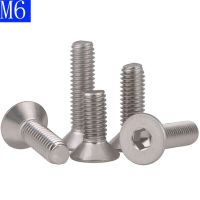 6mm M6 x 1.0 304 Stainless Steel FLAT HEAD Socket Screws Bolt Countersunk DIN 7991 Hex Socket screw  A2 - 70 Nails Screws Fasteners