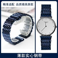 Thin Blue Stainless Steel Bracelet Genuine Leather Strap Suitable For CITIZEN Abart TIANWANG Mens And Womens Belt