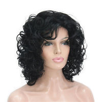 StrongBeauty Womens wig BlackDark brown Medium Curly Hair Natural Synthetic Full Wigs