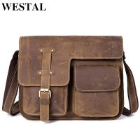 WESTAL Mens Bag Genuine Leather Mens Shoulder Bag for Men Crazy Horse Mens Designer Messenger Bags Man Satchels Handbags 1050