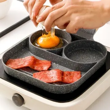 1pc Egg Frying Pan, Nonstick Egg Frying Pan, Egg Burger Maker Pan, 3/4  Holes Divided Grill Frying Pan, Non Stick Omelet Pan, Cooking Pan For  Breakfast