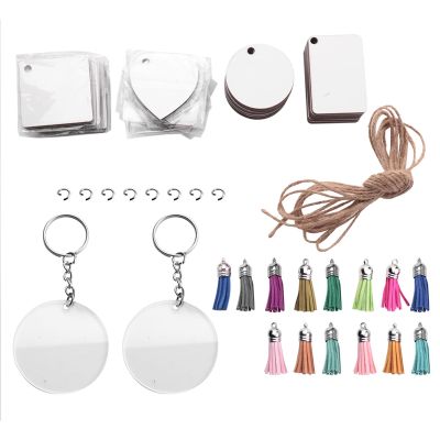 Sublimation Keychain,With Thermal Transfer Double-Sided Sublimation Blank, Tassel and Rope, for DIY Keychain Handmade