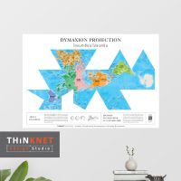 โปสเตอร์แผนที่ชุดรัฐกิจโลก 2 ภาษา: ไดแมกเซียน โปรเจกชัน Political World Map: Dymaxion Projection