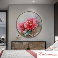 EECAMAIL 5D DIY Diamond Painting Full Diamond Embroidered European Style Peony Flower Opening Porch Restaurant Painting No Frame