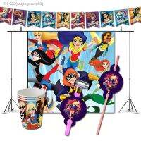 ✌ஐ❄ Super Girl Birthday Party Decorations Game DC Hero High Superhero Theme Supplys Banner Cups for Kids