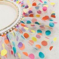 【LZ】 Cartoon colorful dots smocked white lace DIY childrens clothes skirt toy doll apron cat dog scarf hand craft sewing accessories