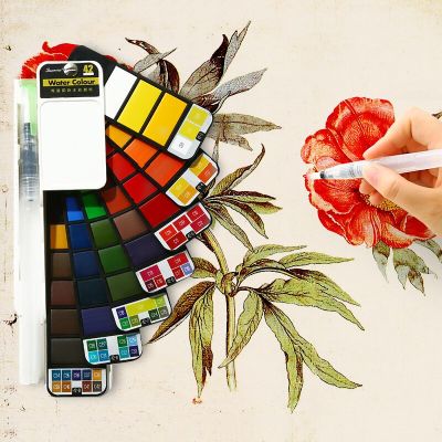 Superior 18/25/33/42 Colors Solid Water Color Paint Set With Watercolor Paint Brush Portable Pigment For Drawing Art Supplies