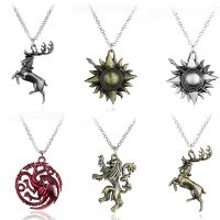 Movie Thrones Necklace 9 Families House Stark Martell Lannister House Tyrell Wolf Head Badge metal Pendant Choker Souvenirs Gift 【hot】yuanfei88858fjx ！