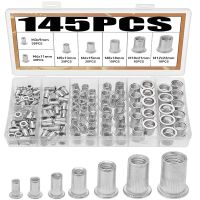 〖Maximus metals〗145Pcs M3 M4 M5 M6 M8 M10 M12อลูมิเนียม Rivet Nut ถั่วตาบอดเกลียว Insers Crimp Nut แบนหัว