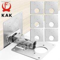 ✟™⊙ KAK 8pcs Hinge Repair Plate Brushed Stainless Steel Cabinet Hinge Fixing Plate Bracket Kit with Mounting Screws Door Hardware