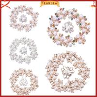 PEANSEA 10PCS ที่เป็นประกาย เครื่องประดับหมวก รูปดอกไม้ กิ๊บติดผมไข่มุก ปุ่ม Rhinestone คลิปหนีบหมวก กระดุมมุก