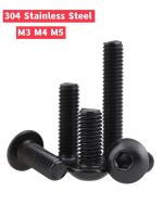 10 pcs/pack M3 M4 M5 Black 304 A2-70 Stainless Steel Round Pan Head Hex Hexagon Socket Bolt Mushroom Button Head Allen Screws Nails Screws  Fasteners