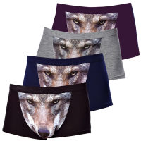 4pcslot Large Size Male Underwear Funny Panties Wolf Modal Men Underware Boxer Shorts Man Comfortable Soft Pouch Underpants 4XL